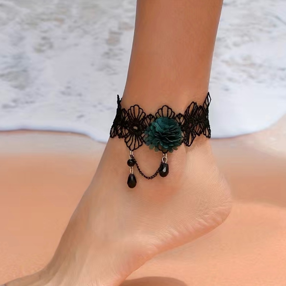 Retro/Vintage Style Hallow Black/Green Flower Lace Anklet  Faux‎ Fashion Jewelry